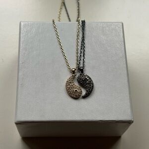 “Lucky Brand” Yin Yang Gold/Black double (detachable) necklace